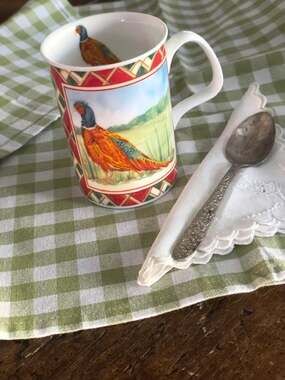 Roy Kirkham Fine Bone China Pheasant Quail Plaid Gamebird Mugs England Set of 3